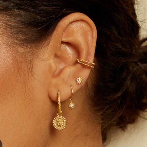 Lucent Spirit Mini Sun Hoop Earrings - Picture 2 of 5